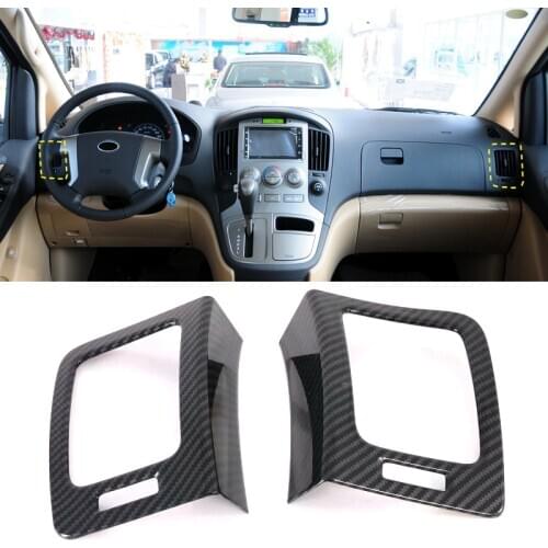 Car Styling 2PCS ABS Carbon Fiber Inner Side Air Condition Vent Outlet Cover Trim for Hyundai H-1 Grand Starex i800 2008-2020