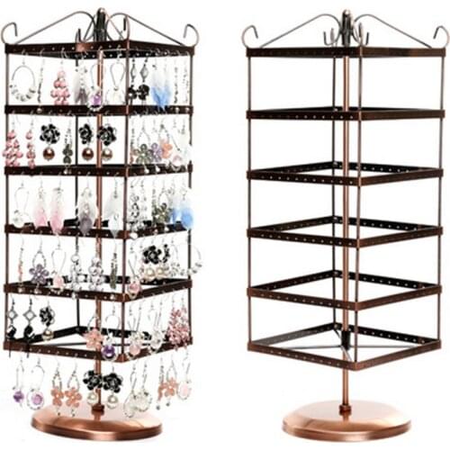 6 Layers 288 Holes Metal Jewelry Display Shelf Rotatting Earring Display Rack Older Worlde Type Jewelry Organizer Large Shape