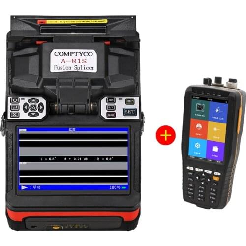 4 Motor Splicer Automatic Splicing A-81S Touch Screen Optic Fiber OTDR Tester 60KM SM 1310/1550nm 22/20dB Built VFL OPM