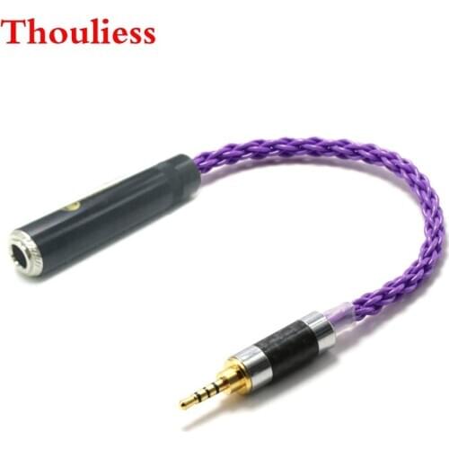 Thouliess HIFI 2.5mm TRRS Balanced Male to 6.35mm Female Single Crystal Coppe Silver Plated Audio Adapter Cable 6.35mm to 2.5mm