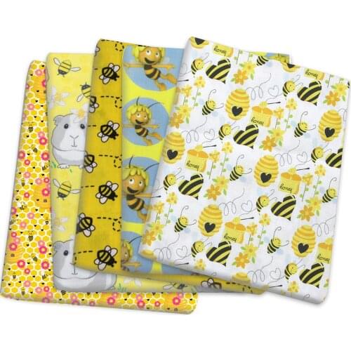 Yellow Bee Polyester Cotton Material Fabric Patchwork Tissue Sewing Quilting Fabrics Needlework Material DIY Handmade,1Yc14616