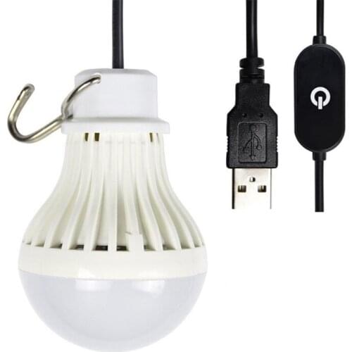 USB Portable LED 5W 5V Touch Dimming Bulb Emergency Light with 2.5m Cable for Camping Garage Warehouse Car