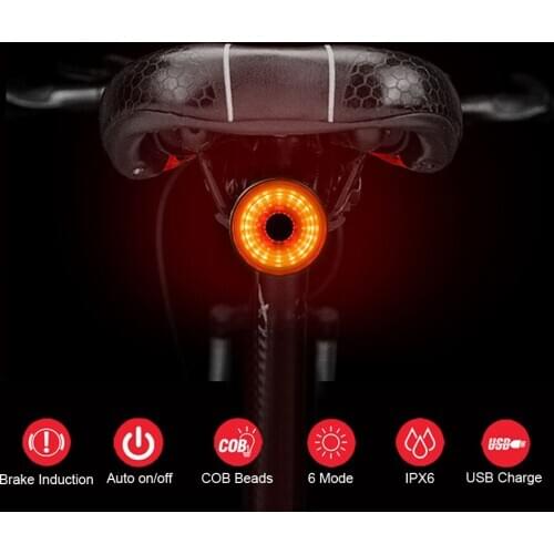 Bicycle Rear Light Smart Induction Tail Light USB Chargeable IPX6 Bike Light Night Riding Road MTB Taillight Cycling Accessories