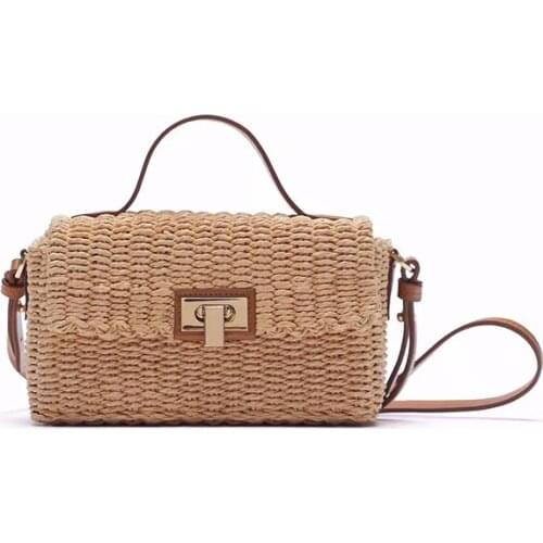 Spring and summer straw woven simple, compact and cute beach seaside single-shoulder messenger bag woven bag