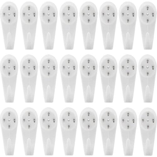 24Pcs Picture Hangers White Plastic Invisible Wall Mount Photo Picture Frame Clock Mirror Nail Wall Hook Hanger Seamless Nail