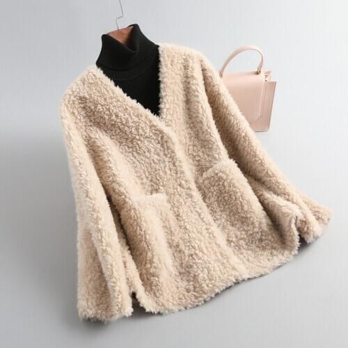 2020 Winter Fashion Sheep Shearling Short Coat Female 100% Wool Coat Casaul Clothes Korean Coats Woman Doudoune Femme WPY1967