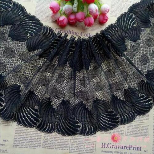 1 Meter 2018 New Arrival 19.5cm Wide French High Quality Lace Trim Elastic Black Lace Fabric for Dress Diy Decoration