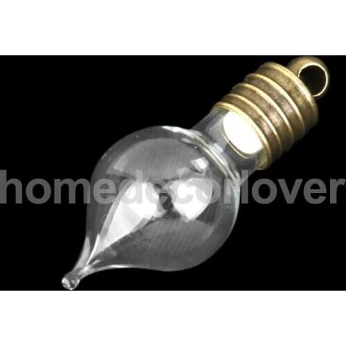 10 Clear Glass Heart Teardrop Necklace Pendant Wishing Bottle Vial Fancy