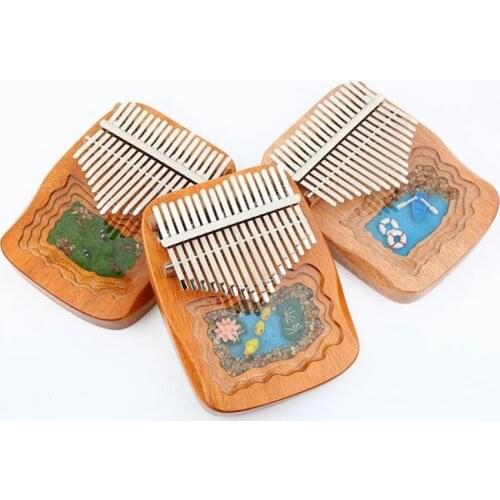 17 Keys Kalimba Micro Landscape Decoration Creative Handmade Resin Original Design Beginners Keyboard Musical Instrument Gifts