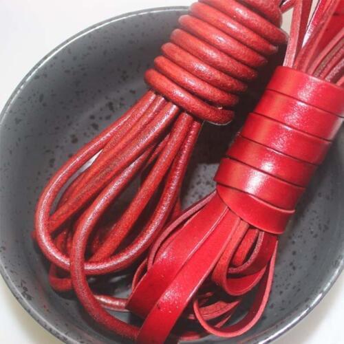 2 Meters Vintage Flat/Round Genuine Leather Cords 1-10mm Pick Size Handcraft Necklace/Bracelets Red Leather Strings DIY Jewelry