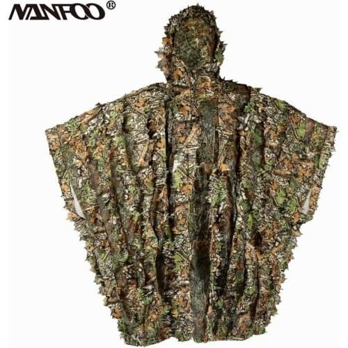 3D Leaves Bionic Camouflage Hunting Ghillie Cloak Adult Wear-resistant Breathable Shooting Tactical Military Sniper Clothes