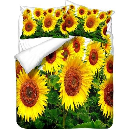 3D Floral Duvet Cover Sunflower Bedding Set Adults Comforter Bedding Sets (No Bed Sheet) for Kids Bedroom Single Queen Size