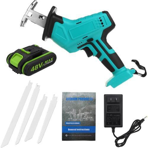 48VF Electric Wood Metal Reciprocating Saws Cordless Logging Chainsaw With 4 Saw Blades Eu Plug Woodworking Power Tool