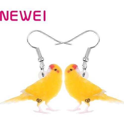 Newei Acrylic Bright-coloued Canary Earrings Lovely Bird Animal Dangle Drop Jewelry For Women Kid Teen Fashion Gift Accessories