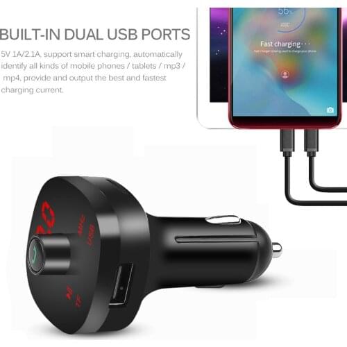Car Bluetooth hands-free FM transmitter USB charger wireless MP3 player adapter suitable for TF card AUX call hands-free