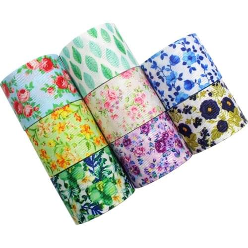 I-19103-320,1-1/2‘’ 38mm 10yards flowers Thermal transfer Printed grosgrain Ribbon,bow cap accessories and decorations