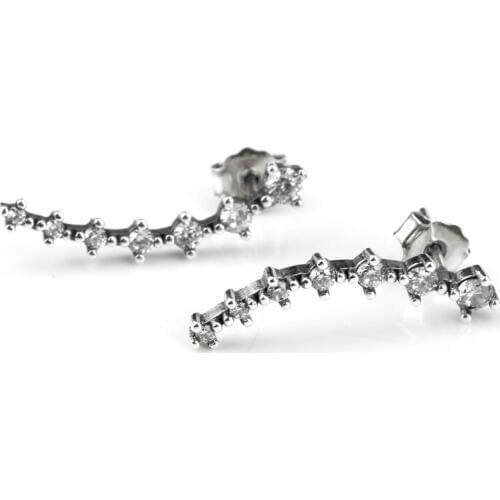 Elegance 100% 925 Sterling Silver Stud Earrings with Shiny Clear Cubic Zirconia For Women Fashion Wedding Jewelry