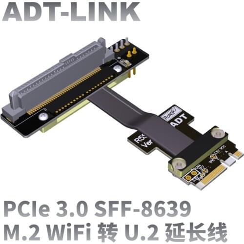 Brand New U.2 NVMe SSD To M.2 Key A.E.WiFi SFF-8639 PCIe Extension Cable Intel Motherboard PCIe3.0x1 8G/Bps Riser Adapter