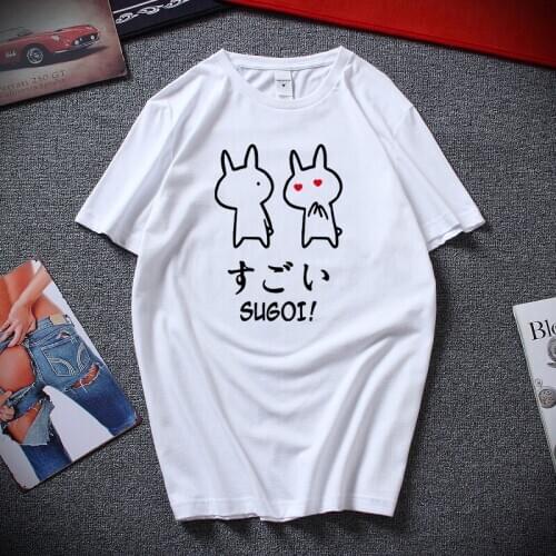 Sugoi Rabbit T-shirt Cute Anime Of Japan Design Funny T shirts Top Fashion Harajuku Style Cotton Short sleeve Tee shirt homme