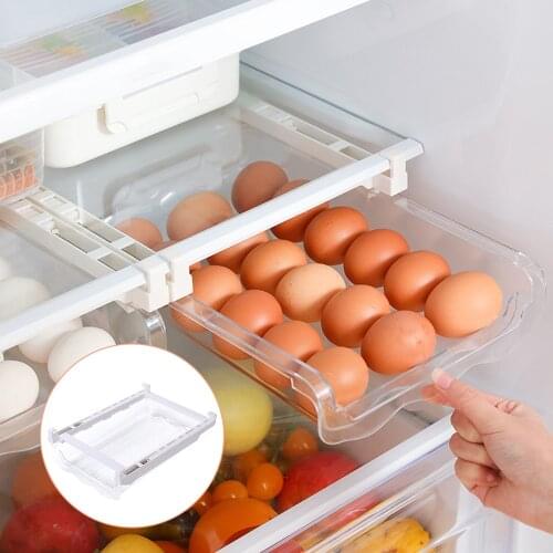 Kitchen Fruit Egg Organizer Storage Rack Box Fridge Freezer Shelf Holder Pull-out Drawer Space Saver