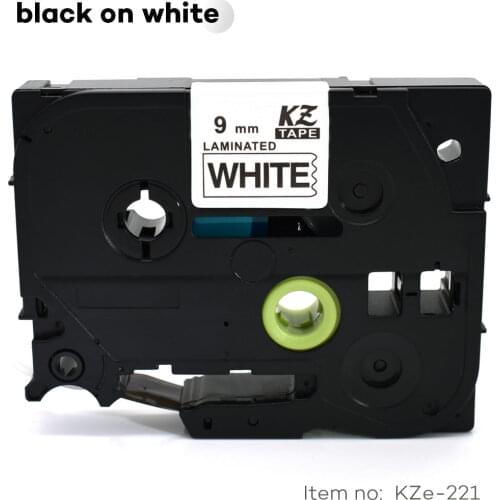Kze 9mm Tze221 Black on white Laminated Label Tape Compatible Brother p-touch label printers tze tape Tze-221 tze 221