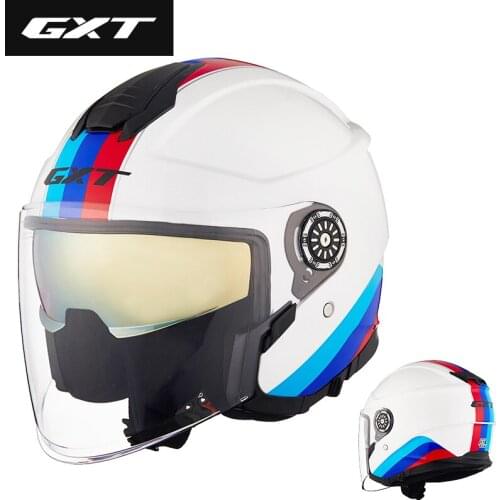 GXT Motorcycle Helmet Half Face Helmet DOT Certified Dual Lens ABS Scooter Locomotive Motorbike Moto Casco FA101
