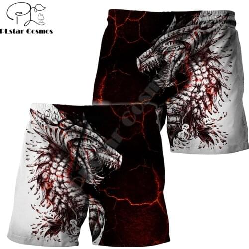 Cool Tattoo Dragon 3D All Over Printed Mens Shorts Unisex Streetwear Summer Beach Loose Shorts Casual Pants Polyester SDM01