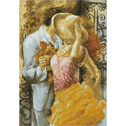 Lovers Kiss patterns Counted Cross Stitch 11CT 14CT 18CT DIY wholesale Chinese Cross Stitch Kits Embroidery Needlework Sets