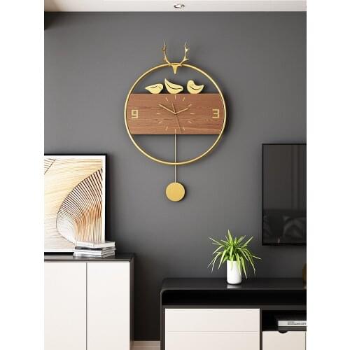 Wrought Metal Iron Wall Clock Large Modern Design Watch Swingable Pendulum Home Decor Kitchen Room Horloge Free Shipping