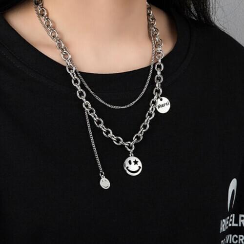 New Fashion Multilayer Hip Hop Long Chain Necklace For Women Men Jewelry Gifts Punk Pendant Necklace Accessories