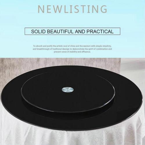 HQ BL01 Black Color 68-118CM/26-46INCH Tempered Glass Top with Lazy Susan Glass Turntable Swivel Plate for Round Dining Table