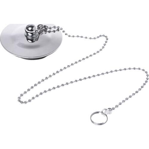 Bathtub Drain Plug With Chain Sink Basin Water Stopper For Bathroom Kitchen Chrome Plated with 40cm Ball Chain