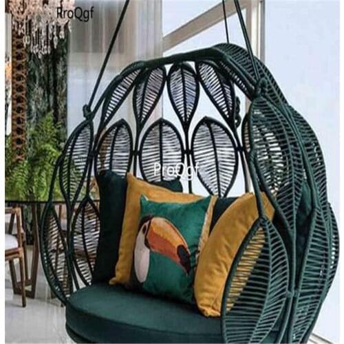 Prodgf 1 Set Outdoor Handwoven Hanging Rattan Swing Chair