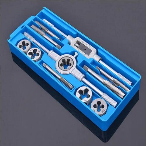 Free shipping of the most popular 12PCS/SET manual tap and die wrench sets 1pc tap wrench 1pc die wrench 5pcs taps 5pcs dies