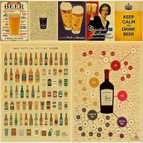 Retro Kraft Paper Poster Astronaut Beer Poster Art Prints Wall Decoration Painting for Bar &pub Wall Pictures Poster Modern
