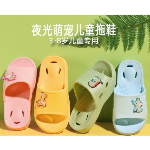 Childrens Non-slip Sandals Bathroom Interior Furniture Drag Cute Cartoon Dinosaur unicornio Luminous 2-7Yrs Boy Girl Summer New
