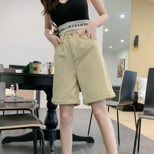 Half Long Denim Shorts Women High Waist Retro High Quality Vintage Hot Streetwear Boyfriend Knee Length Straight Trousers Women