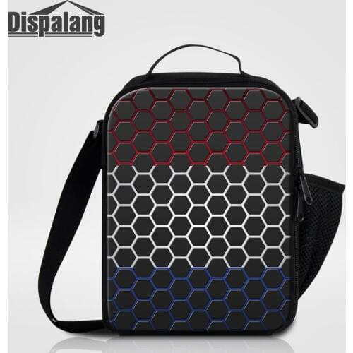 Dispalang Kids Travel Picnic Thermal Insulated Food Bag Mens Small Lunch Bags For Work Geometric Prints Portable Cooler Storage