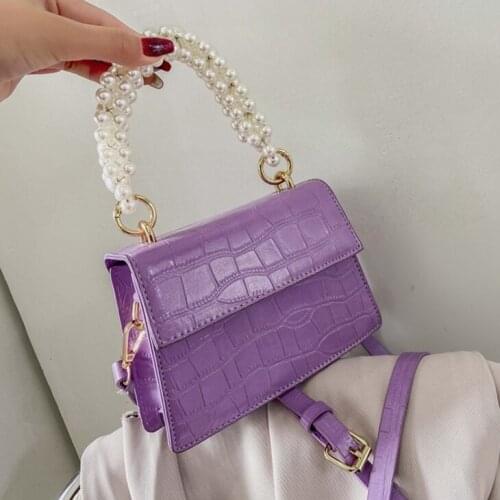 Crocodile Pattern Pearl Tote Bag 2021 Spring New High-quality PU Leather Womens Designer Handbag Small Shoulder Messenger Bag