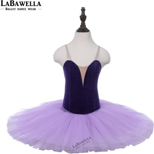 Dark purple ballerina practicing dance tutu costume leotards girls pre-professional platter tutu pancake PPL18044B