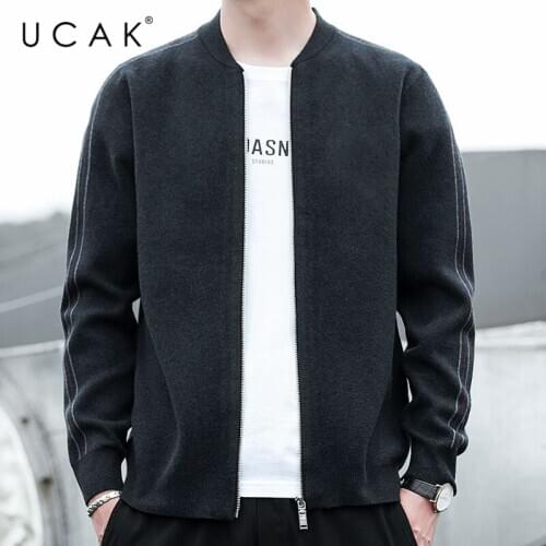 UCAK Brand New Solid Color Cardigans Sweatercoat Mens Clothes 2020 Autumn Classic Bussiness Cardigan Male Pull Homme U1023