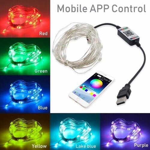 Meijuner USB Bluetooth Light String Mobile Phone APP Control Copper Wire Light String for Christmas Decoration Outdoor Decoratio