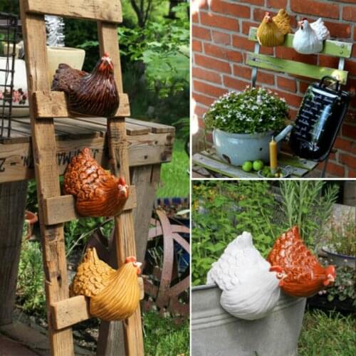 Plug In Resin Chicken Figure Cockerel Statue Seater Outdoor Backyard Decoration Rooster Figurines Hen Garden Ladder Art Crafts