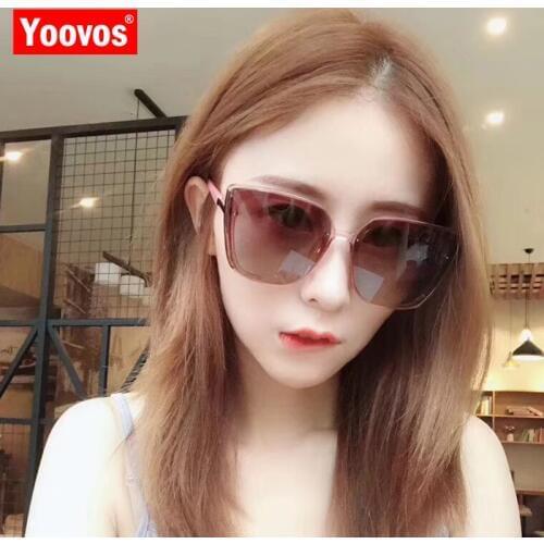 Yoovos Big Frame Sunglasses Women 2021 Square Candy Colors Gradient Sunglasses For Women Classic Wild Mirror Small Fac Unisex