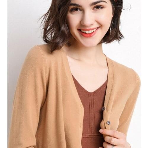 2020 LF LE Autumn Newly Women Cardigans Fashion Loose Ladies Short Knitted Sweater Long Sleeve Buttons V neck Solid Sweaters