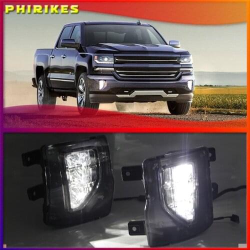 1Pair LED Daytime Running Lights For chevrolet Silverado 1500 2016 2017 2018 DRL Relay Daylight foglamp assembly