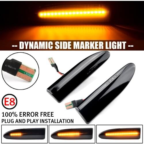 2Pcs Flowing Car Side Marker Light For Jaguar X-Type 2002-2009 Blinker Amber Smoke LED Dynamic Turn Signal Lamp