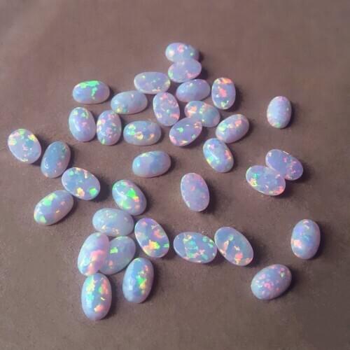 200pcs/lot 4x6mm Synthetic Oval Cabochon White Fire Opal Oval cut Opal Stone for body jewelry