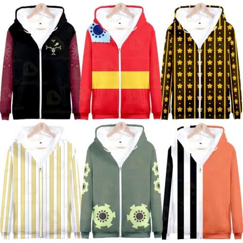 3D Print Anime One Piece Hoodies Men/Women Harajuku Funny Cartoon Luffy Zoro Hoodie with Zip Sweatshirt Kids Hoodies