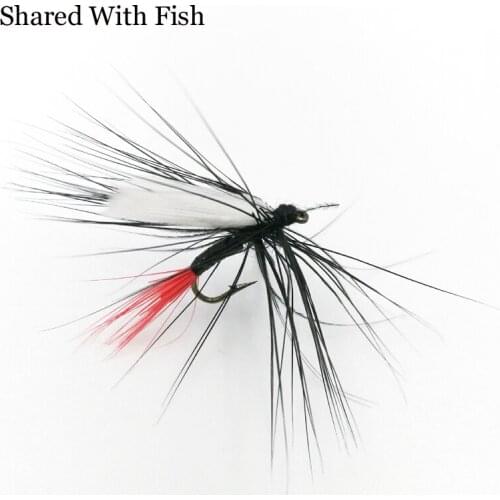 5Pcs Shared With Fish 12# Red Tail Black Fly Wet Trout Fishing Flies